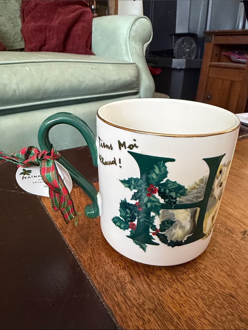 Anthropologie Christmas mug 2025 NWTs H monogram.